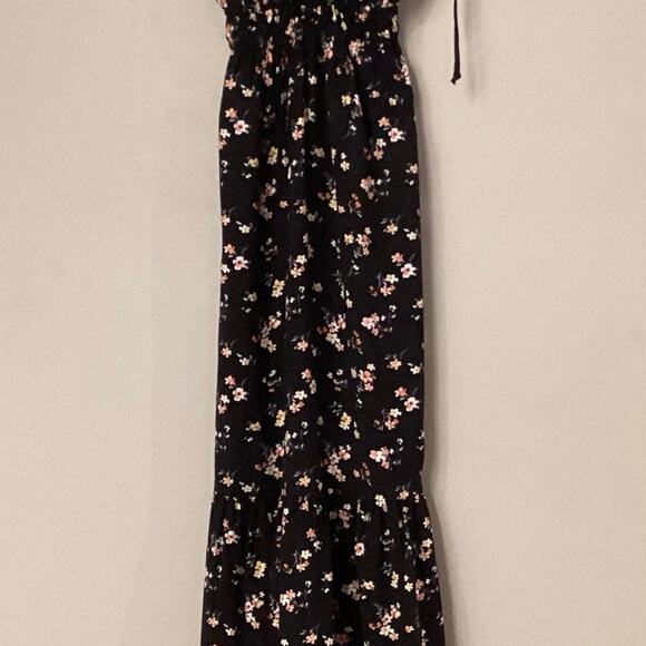 Aqua Boho Chic Black Maxi Dress with Flowers in Size XS. Preloved. - Picture 4 of 4